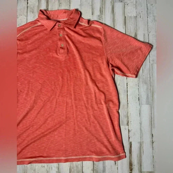 Tommy Bahama Mens XL Polo Golf Shirt Short Sleeve Knit Peach - Picture 2 of 9
